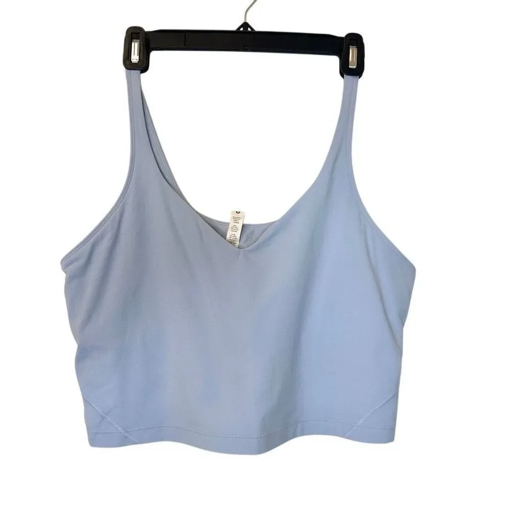 Lululemon Align Light Support Cropped V-Neck Yoga Chambray Tank Top Size 14